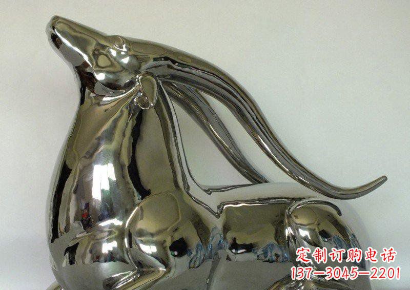 淮安中领雕塑定制公园装饰不锈钢羚羊雕塑