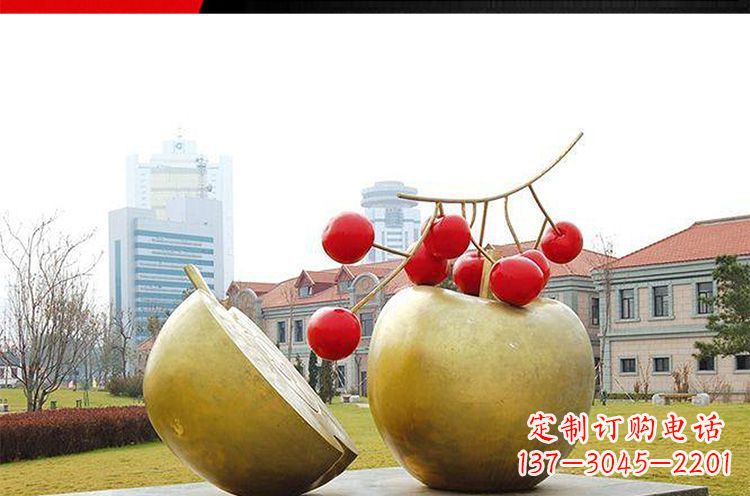淮安公园不锈钢苹果樱桃雕塑