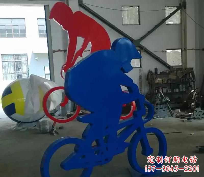 淮安公园不锈钢骑自行车运动人物雕塑