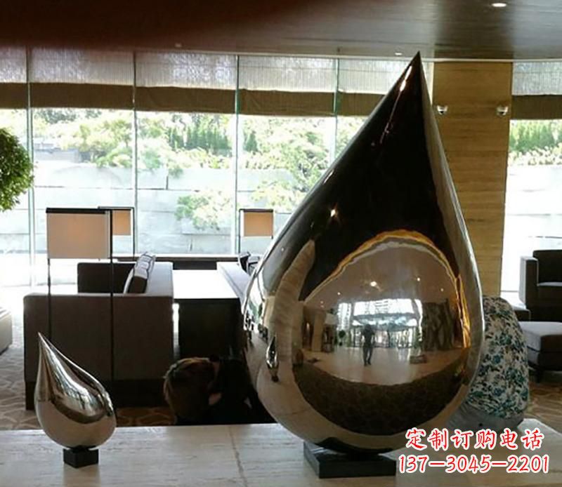 淮安公园不锈钢水滴球景观雕塑