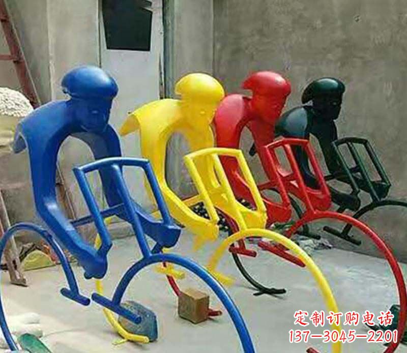 淮安不锈钢自行车运动人物景观雕塑