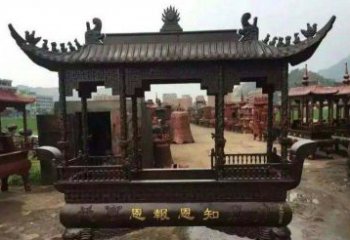 淮安精美方形寺庙铜香炉雕塑