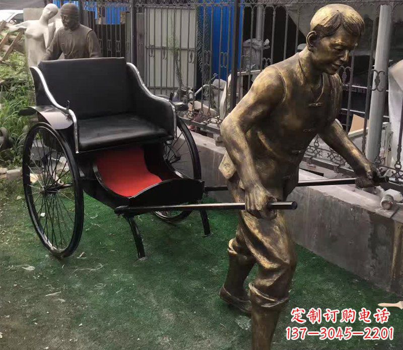 淮安精美铜雕车夫人物雕塑