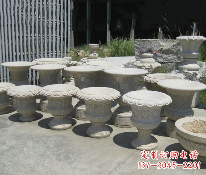 淮安大理石花盆石雕艺术品