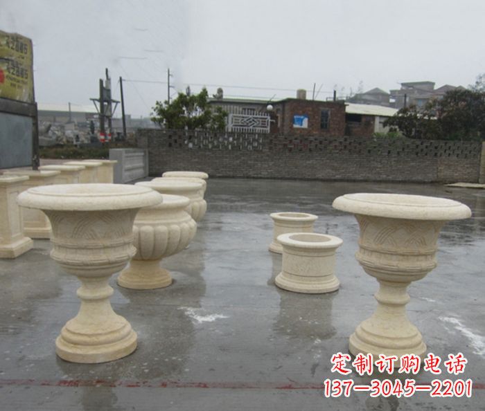 淮安完美绽放——大理石花盆石雕