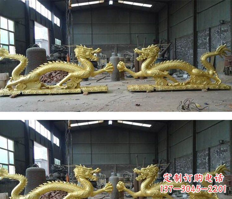 淮安古典传统双龙戏珠铜雕塑