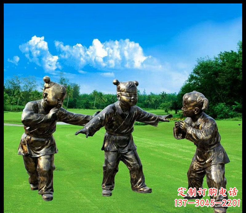 淮安精致的儿童铜雕造型,增添公园乐趣