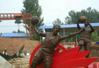 淮安公园打篮球玻璃钢仿铜人物雕塑