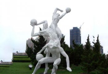 淮安公园体育运动不锈钢网格打篮球人物雕塑