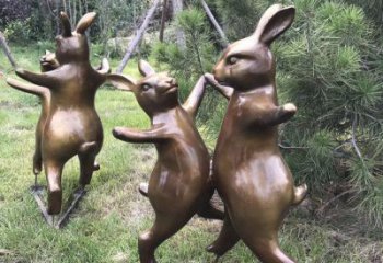 淮安铜雕奔跑兔子动物雕塑