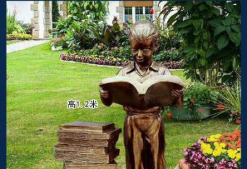 淮安西方美女看书人物铜雕塑