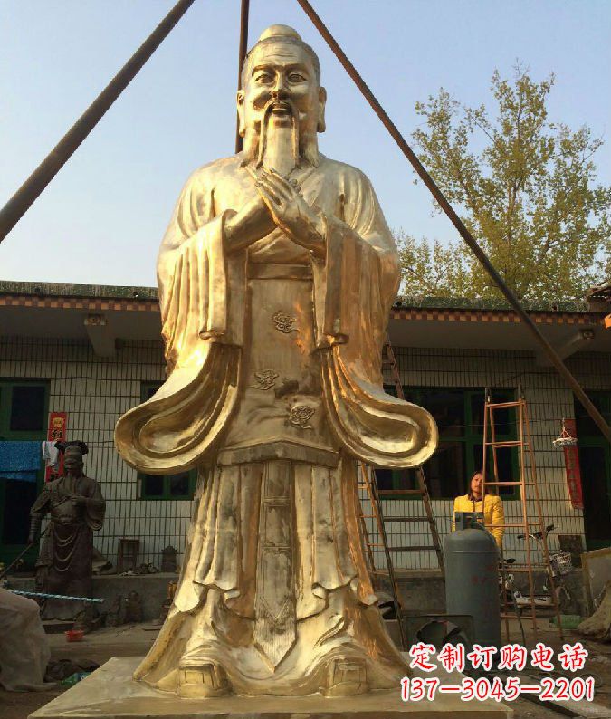 淮安古代思想家人物孔子铜雕