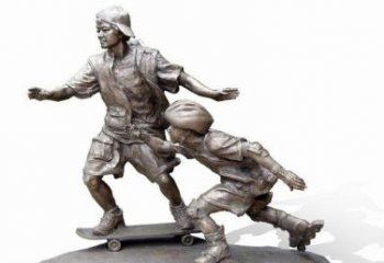 淮安令人惊叹的广场滑板男孩铜雕塑