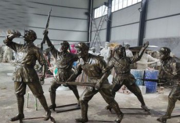 淮安广场铜雕解放军人人物雕塑
