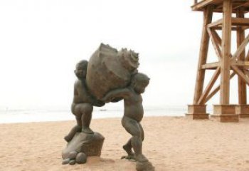 淮安抬着海螺的小男孩景观雕塑