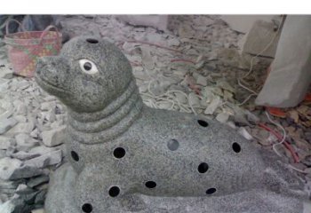 淮安华丽雕塑，海洋动物小海豹石雕