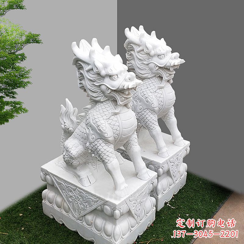 淮安品质出众的汉白玉麒麟大门石雕塑