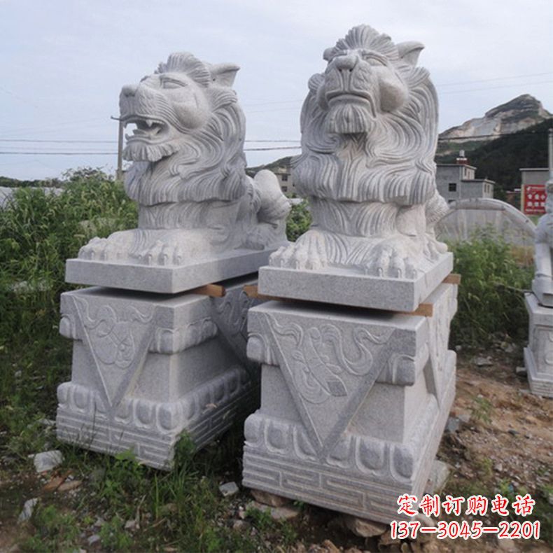 淮安汇丰狮子石雕,精美雕塑展现霸气