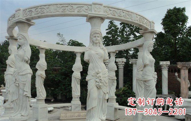 淮安汉白玉欧式凉亭雕塑,尽享悠然凉意