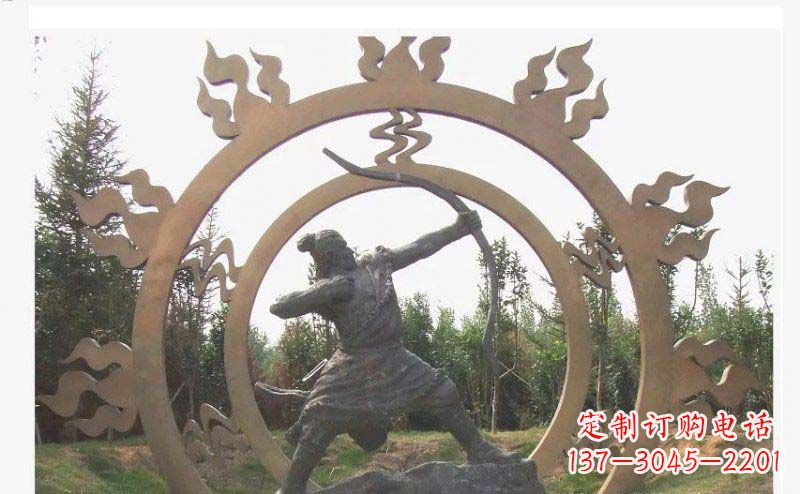 淮安后羿射日玻璃钢仿铜人物雕塑