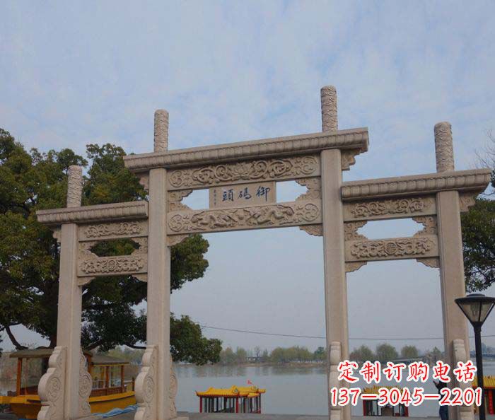 淮安景区三门古典牌坊石雕