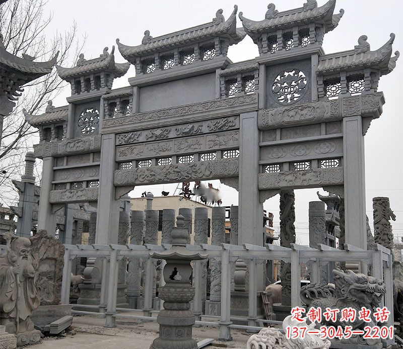 淮安京中领雕塑:牌坊石雕定制