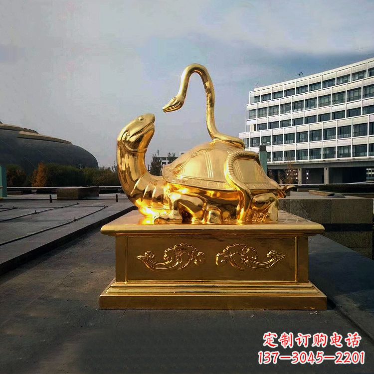 淮安鎏金上古神兽玄武动物铜雕塑