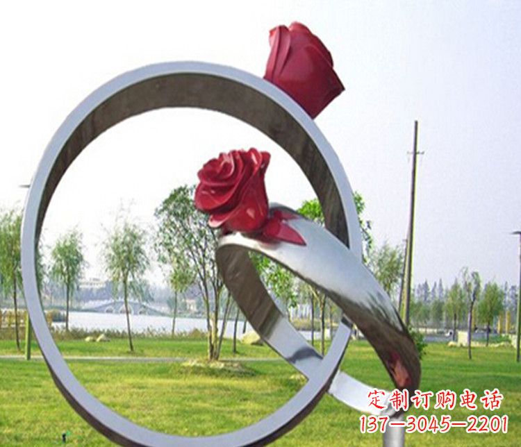 淮安玫瑰戒指不锈钢雕塑