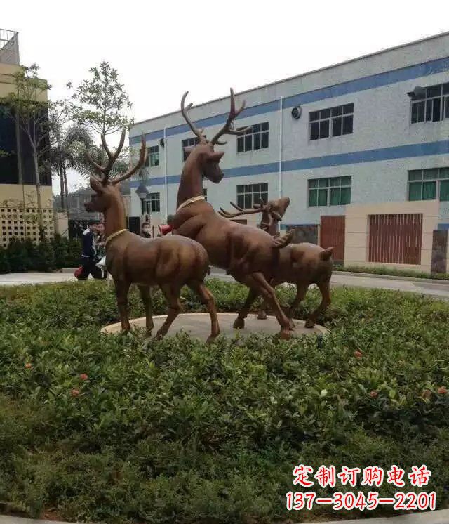 淮安梅花鹿小区企业动物铜雕