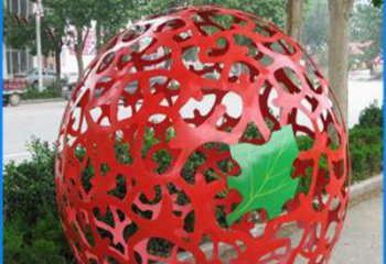 淮安街边不锈钢镂空球和树叶景观雕塑