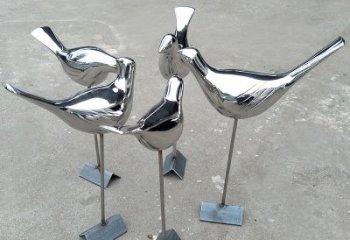 淮安全新设计，优雅帅气的不锈钢鸽子草坪雕塑