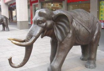 淮安祥和如意的铜制大象雕塑