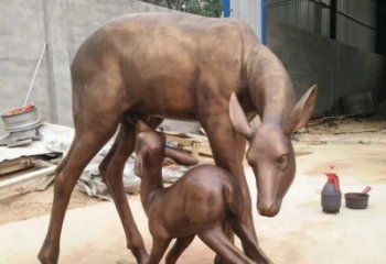 淮安母子鹿公园动物铜雕——精美绝伦