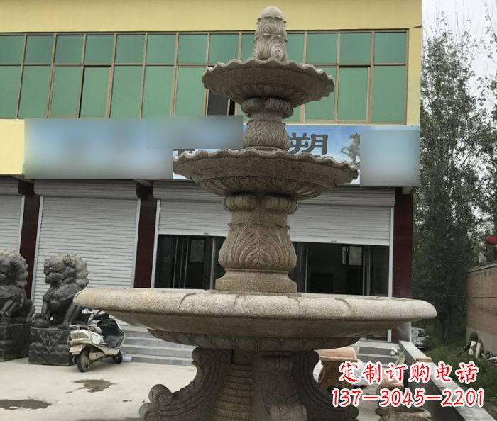 淮安三层砂岩喷泉欧式石雕,定制专属你的雕塑