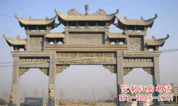 淮安特色街角石雕牌坊精致典雅的装点