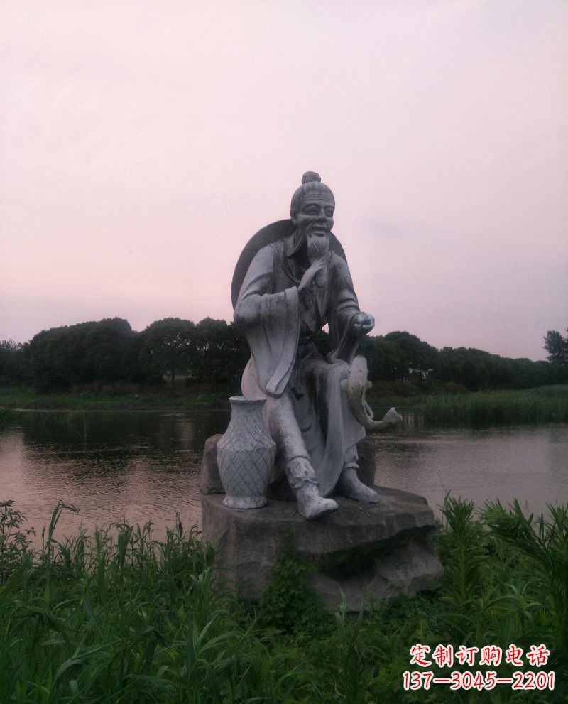 淮安美观大气的姜太公石雕鱼钓雕塑