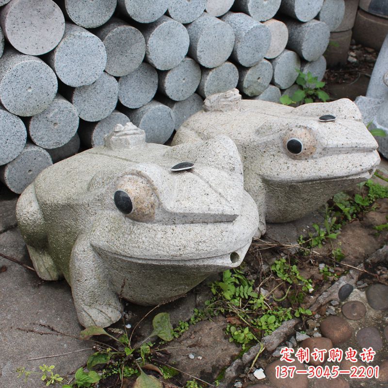 淮安石雕青蛙喷水雕塑