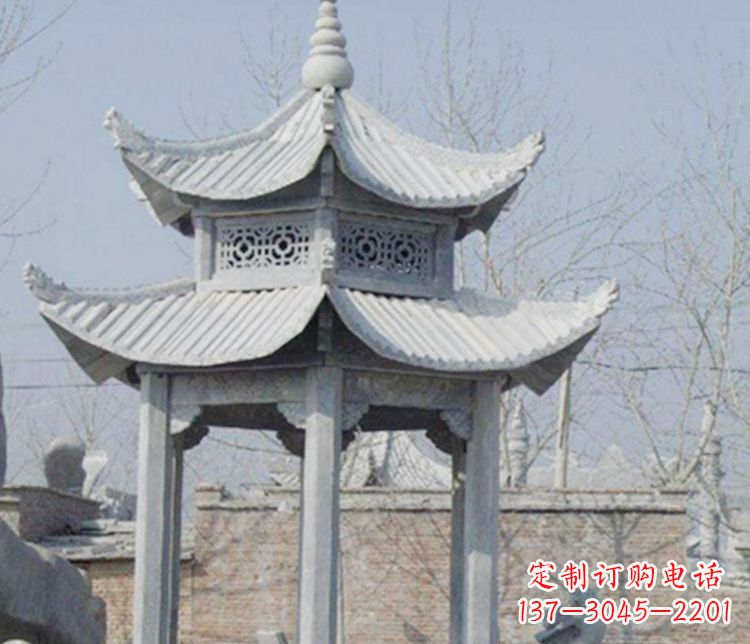 淮安双层仿古六角凉亭石雕