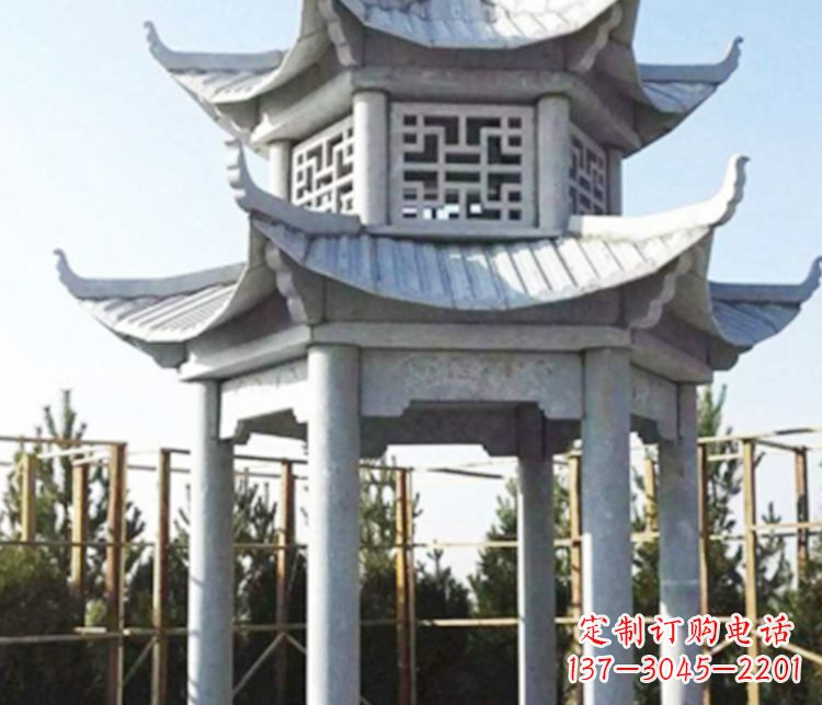 淮安双层仿古石凉亭石雕_2