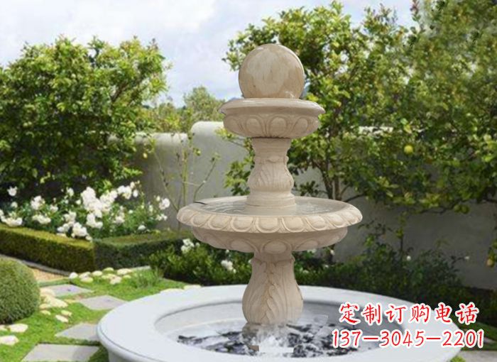 淮安双层风水球喷泉别墅石雕