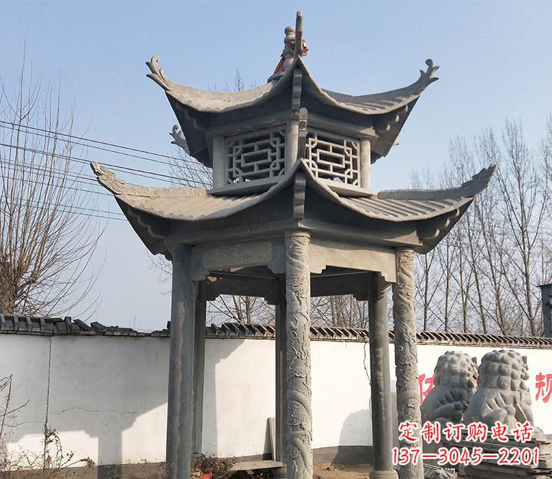 淮安双层户外凉亭石雕 (2)