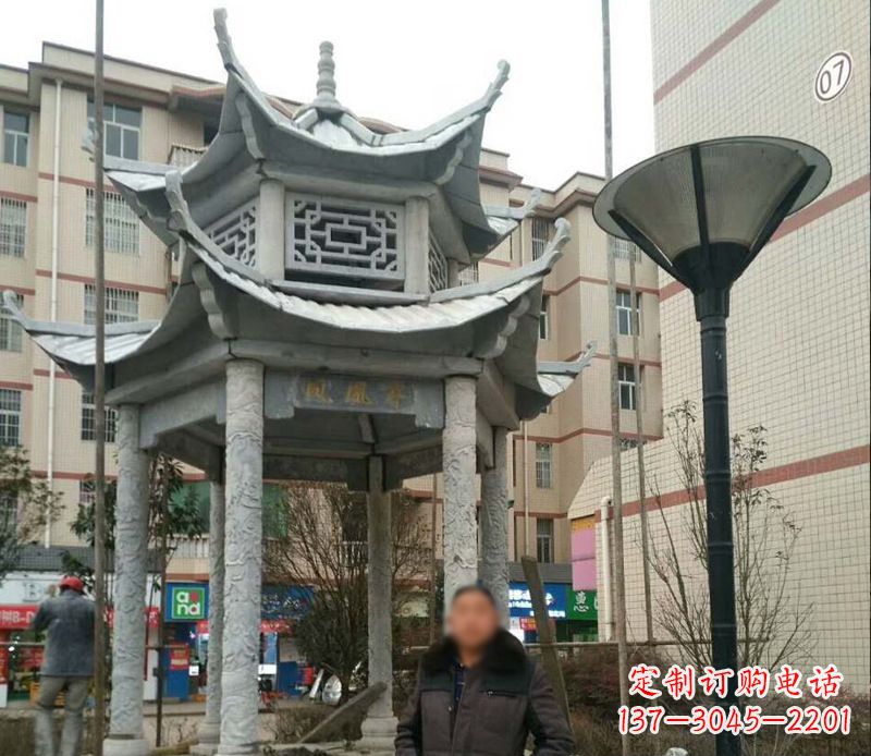 淮安双层六角凉亭石雕