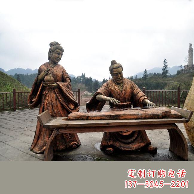 淮安司马相如与卓文君铜雕塑像-城市广场历史名人情景雕塑