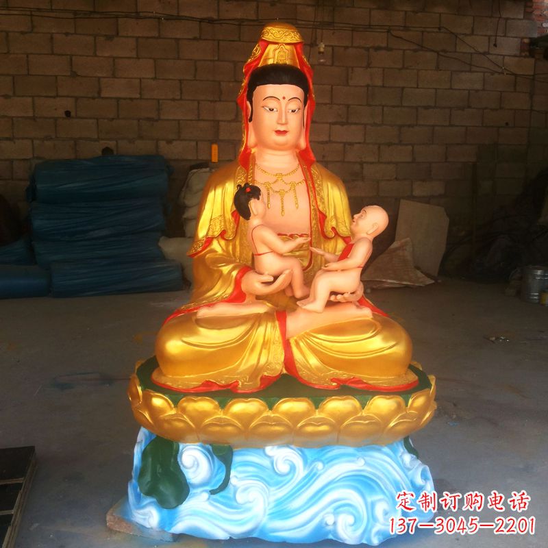 淮安送子观音彩绘漆金雕塑