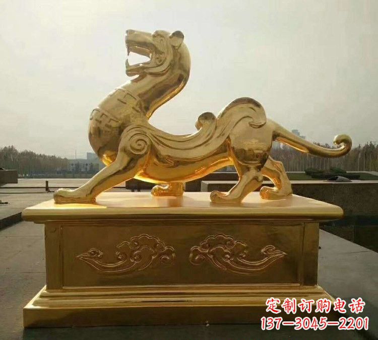淮安贴金古代神兽青龙雕塑
