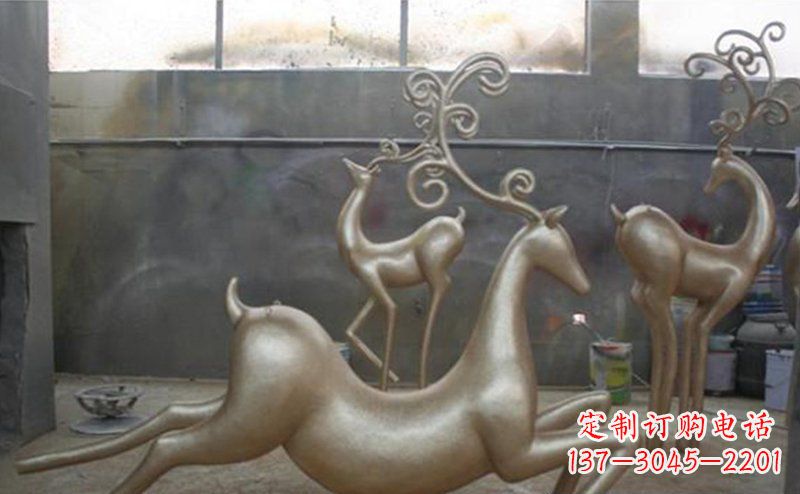 淮安铜雕抽象树枝梅花鹿雕塑