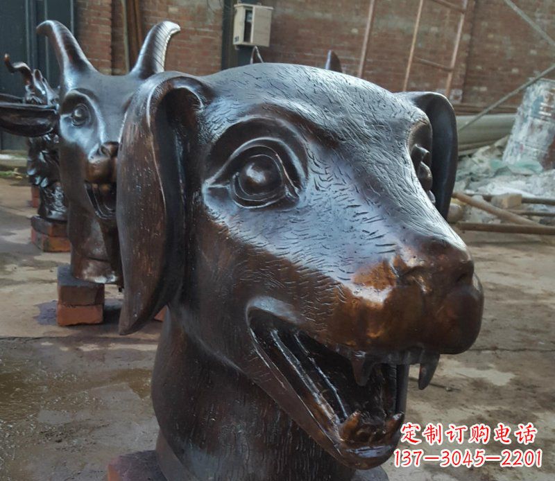 淮安铜雕广场生肖动物头像装饰摆件
