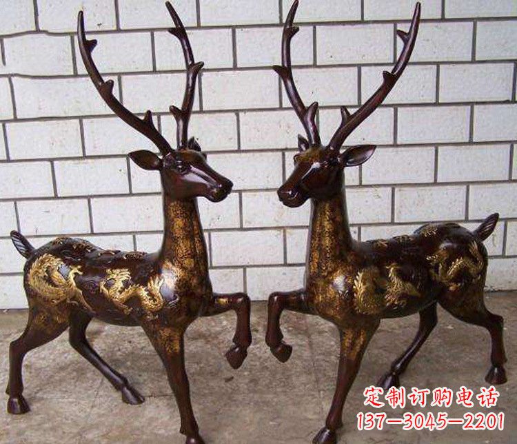 淮安铜雕吉祥复古梅花鹿雕塑摆件