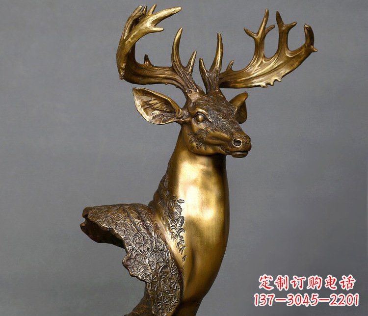 淮安铜雕如意铜鹿头摆件