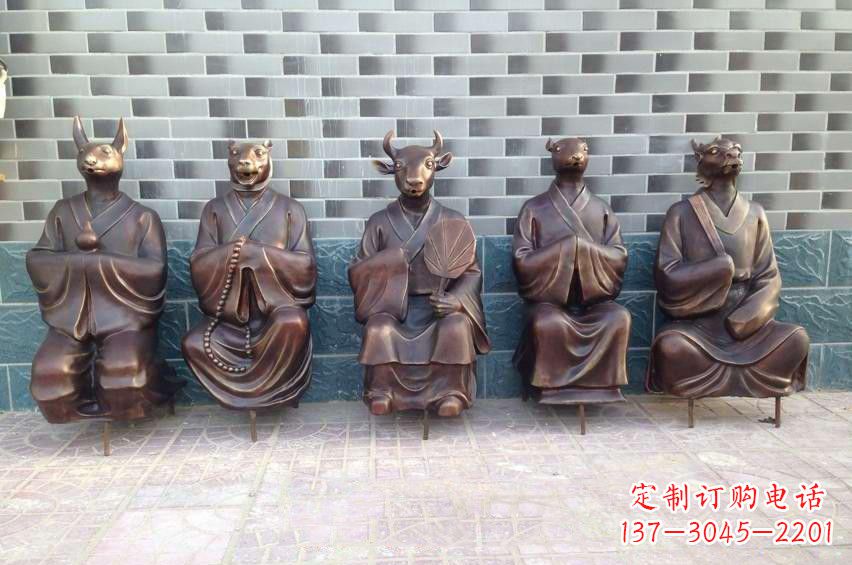 淮安铜雕兽首人身十二生肖雕塑